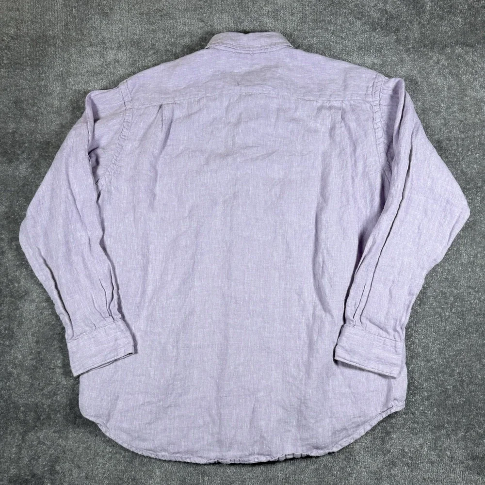 Jos A Bank Reserve Shirt Men's Large Purple Linen Traditional Fit Long Sleeve
